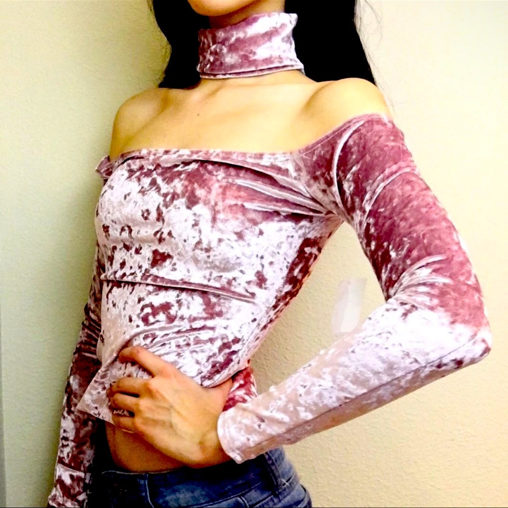 Pink velvet bodysuit